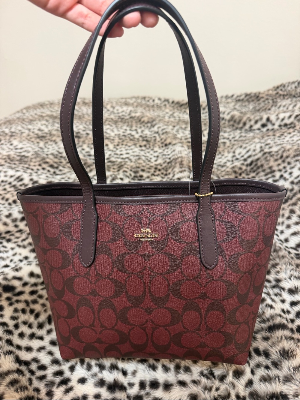 NTW Coach Mini City Tote bag in Signature Canvas Oxblood